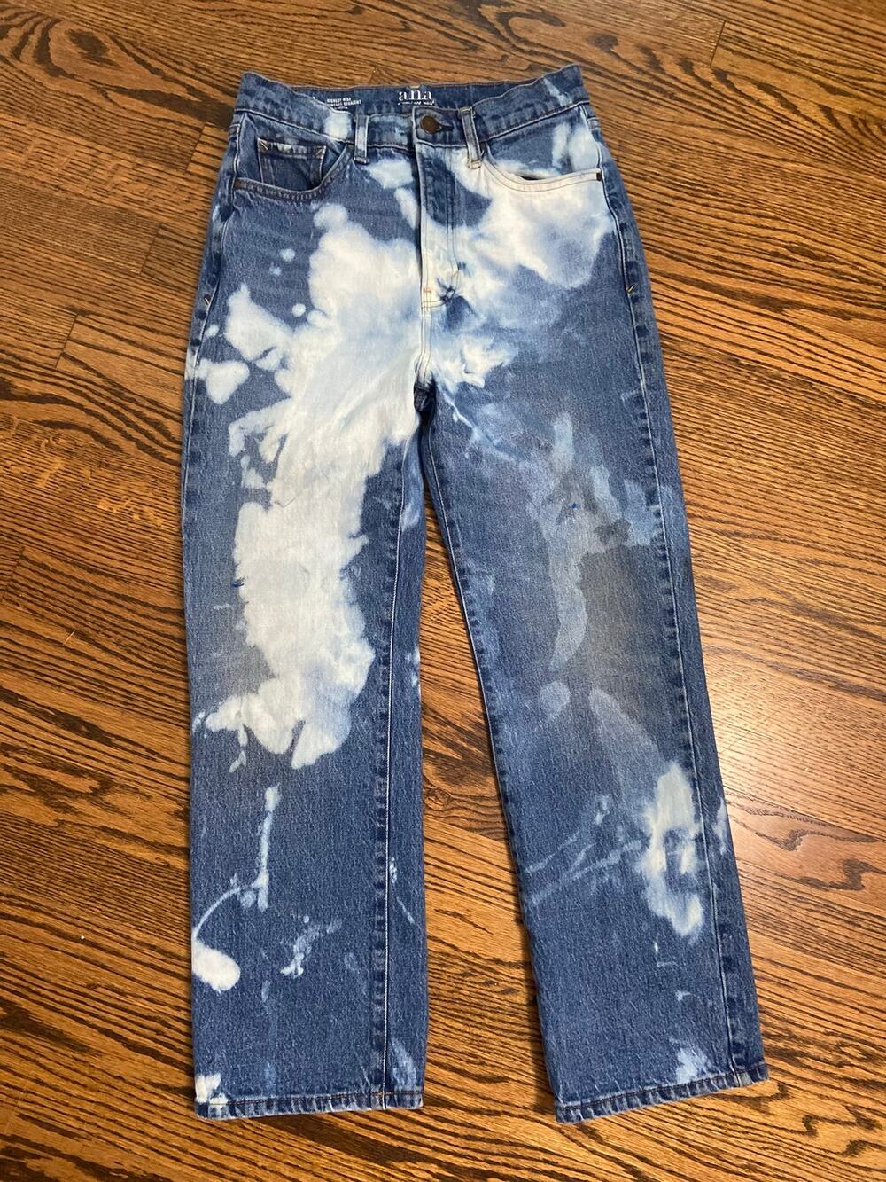 ANA “ Highest Rise Vintage Straight” bleach dyed jeans